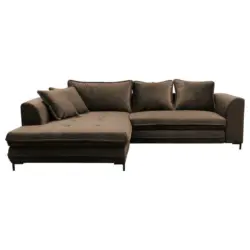 Eckschlafsofa in Velours Braun