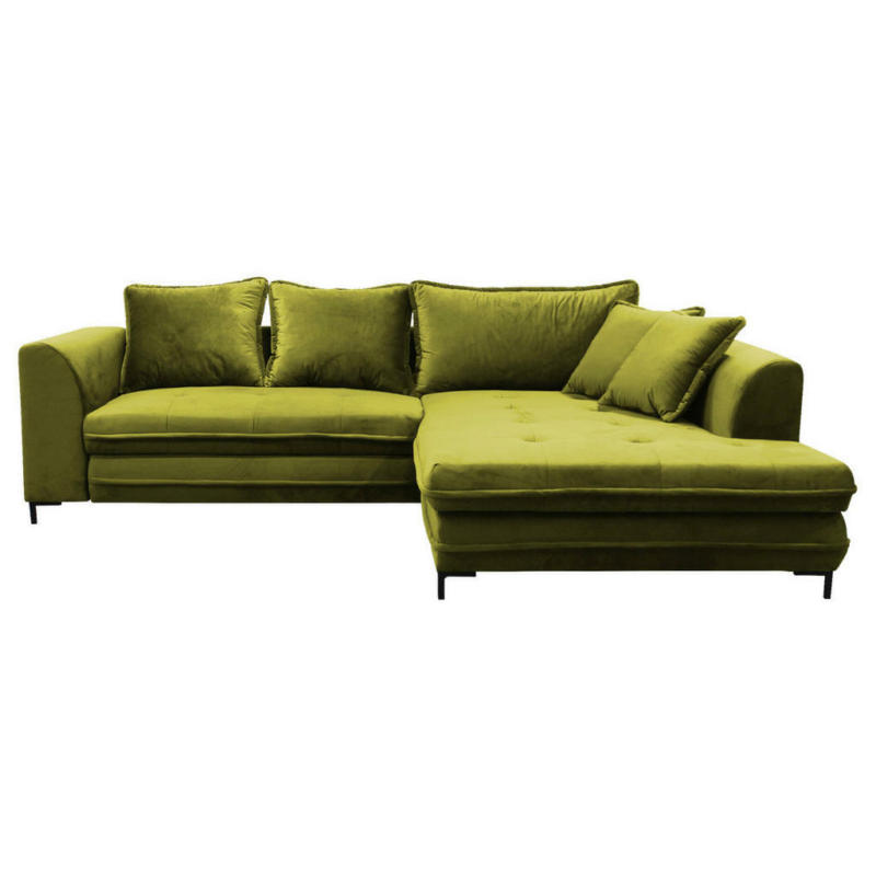 Eckschlafsofa in Velours Hellgrün