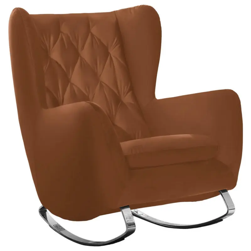 Chesterfield-Sessel in Velours Braun, Kupferfarben