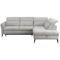 Ecksofa in Bouclé Silberfarben