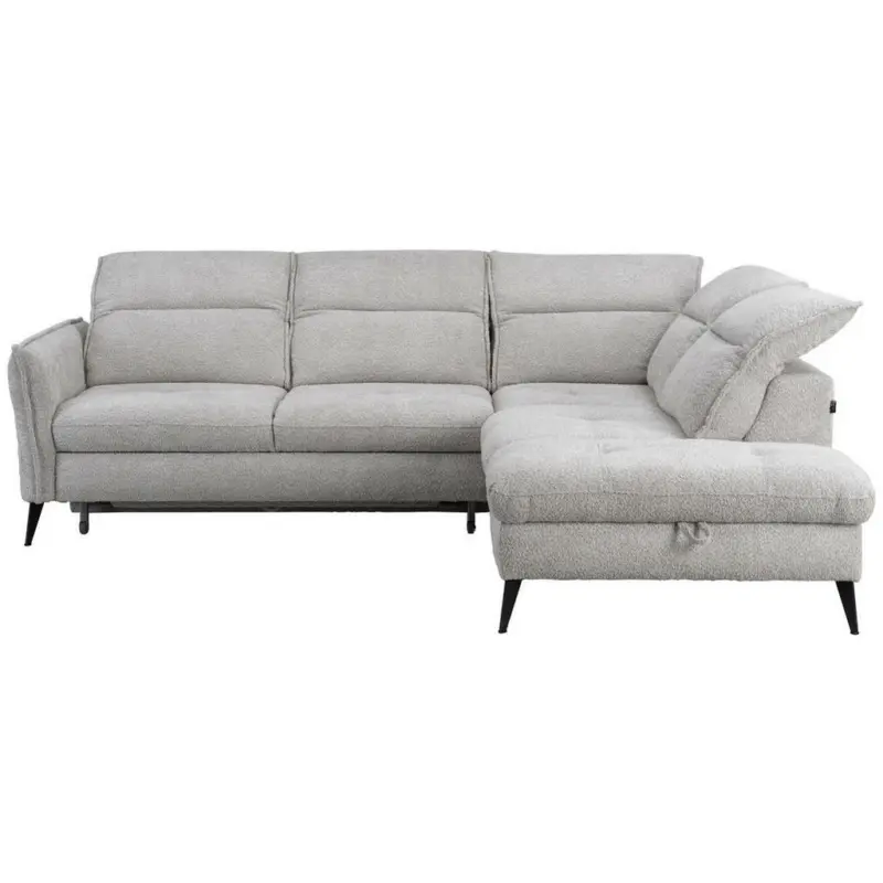 Ecksofa in Bouclé Silberfarben