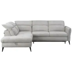 Ecksofa in Bouclé Silberfarben