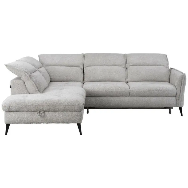 Ecksofa in Bouclé Silberfarben