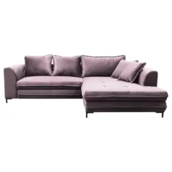 Ecksofa in Velours Beere