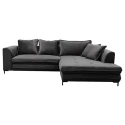 Ecksofa in Velours Grau