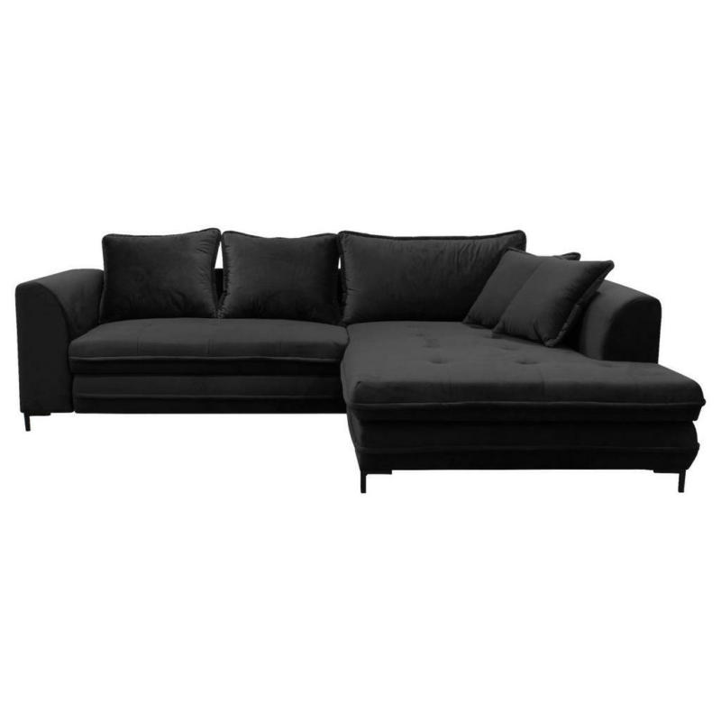 Ecksofa in Velours Schwarz