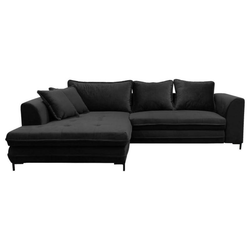 Ecksofa in Velours Schwarz