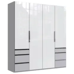 Drehtürenschrank in Weiß, Hellgrau