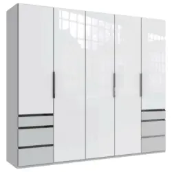 Drehtürenschrank in Weiß, Hellgrau