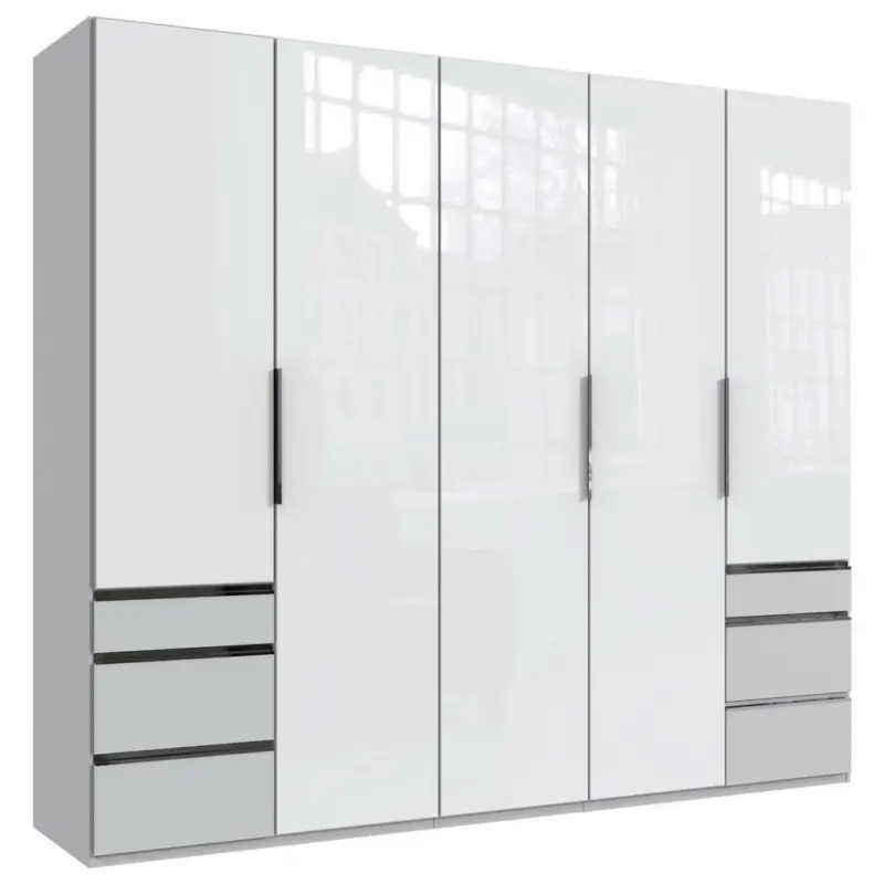 Drehtürenschrank in Weiß, Hellgrau