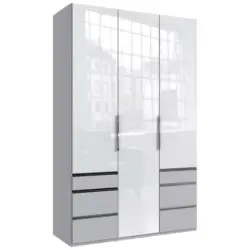 Drehtürenschrank in Weiß, Hellgrau