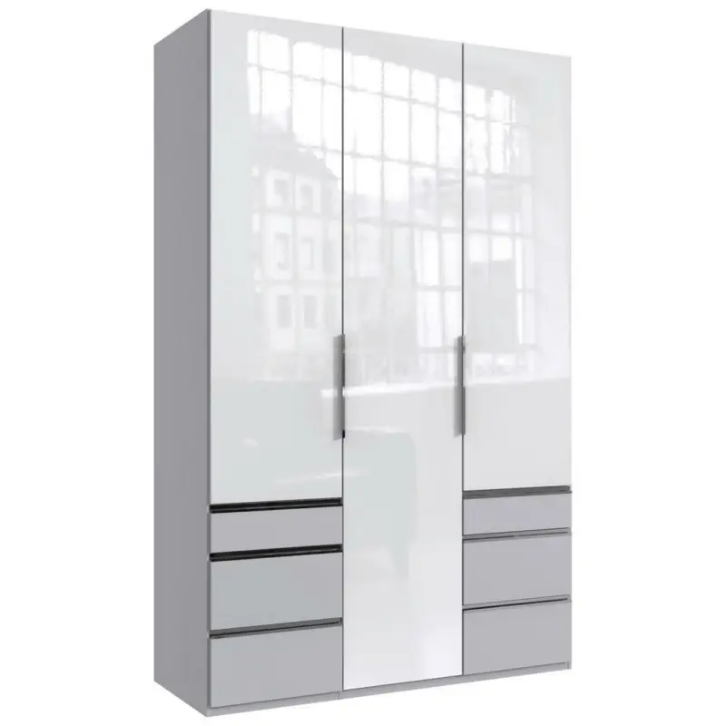 Drehtürenschrank in Weiß, Hellgrau