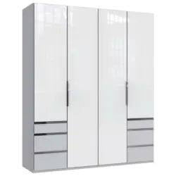 Drehtürenschrank in Weiß, Hellgrau