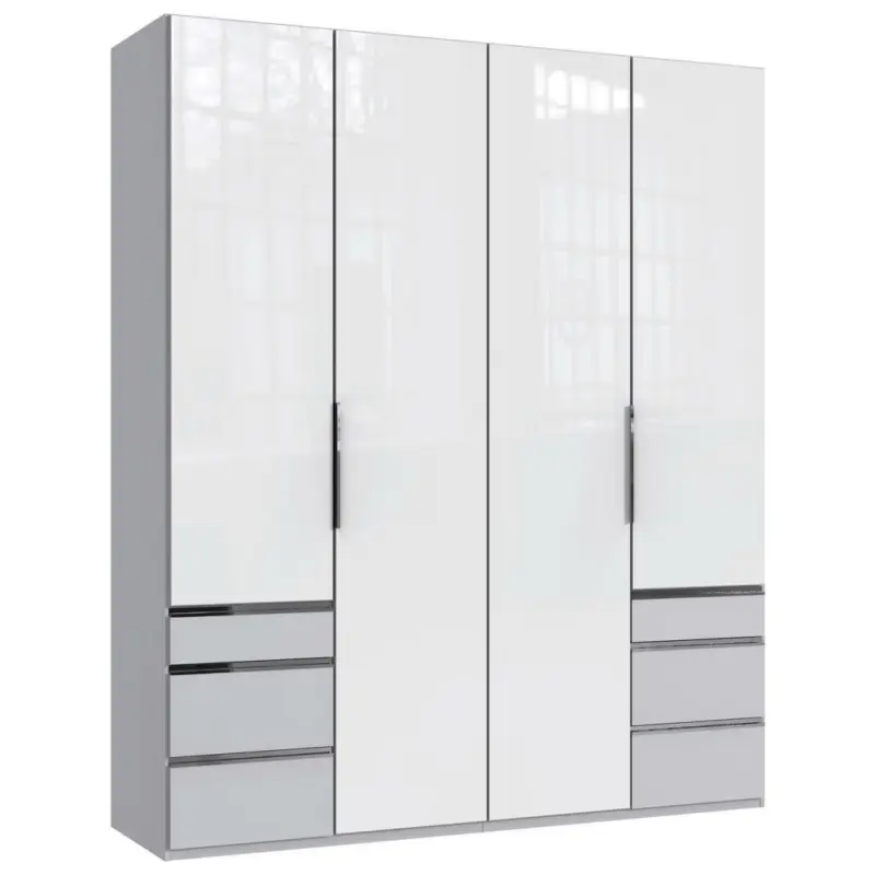 Drehtürenschrank in Weiß, Hellgrau