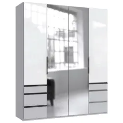 Drehtürenschrank in Weiß, Hellgrau