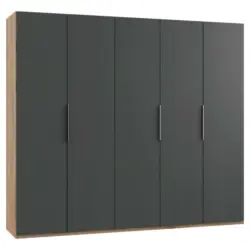 Drehtürenschrank in Graphitfarben, Eichefarben