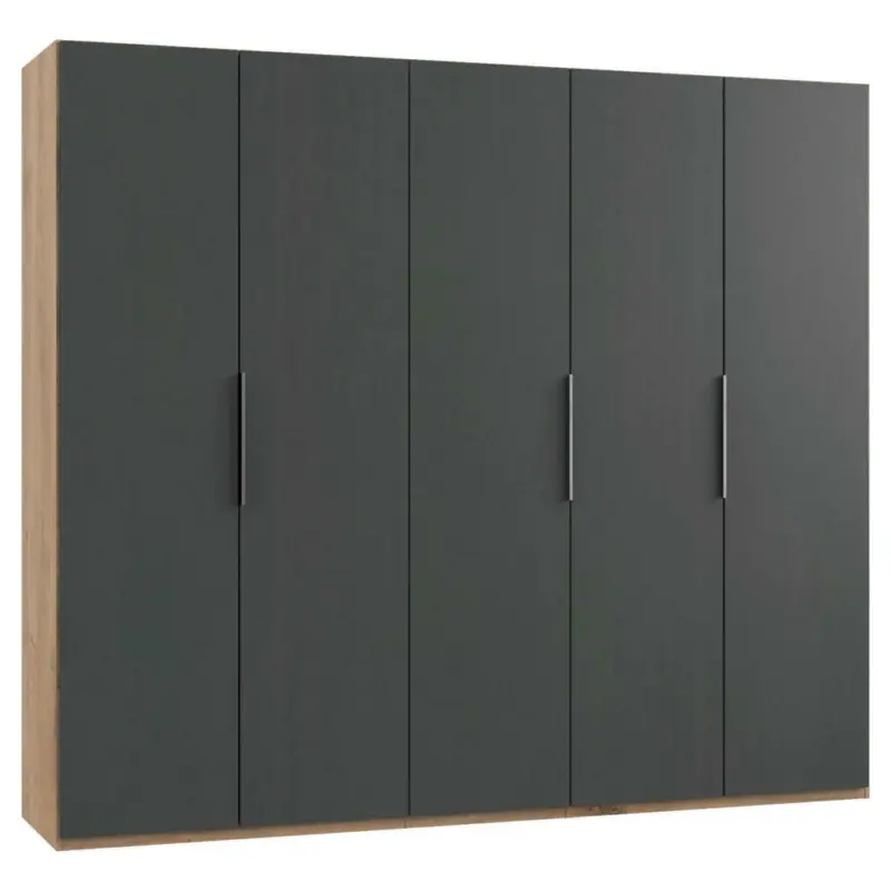 Drehtürenschrank in Graphitfarben, Eichefarben