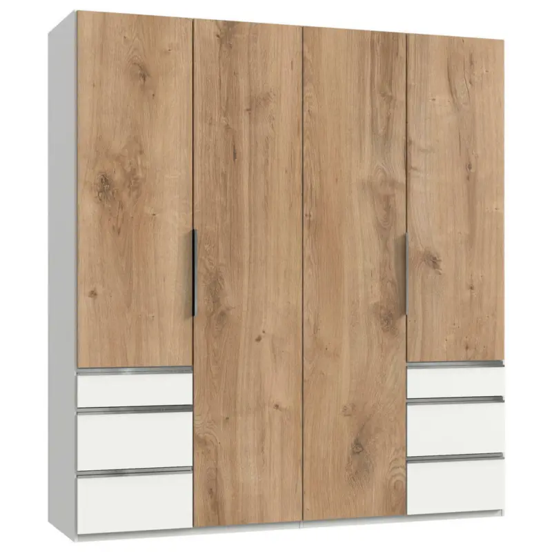 Dreht&uuml;renschrank in Wei&szlig;, Eichefarben