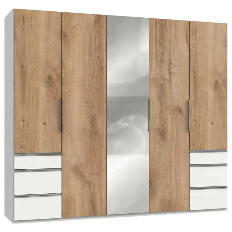 Drehtürenschrank in Weiß, Eichefarben