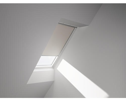 VELUX Verdunkelungsrollo uni hellbeige elektrisch Rahmen aluminium DML F06 1085S