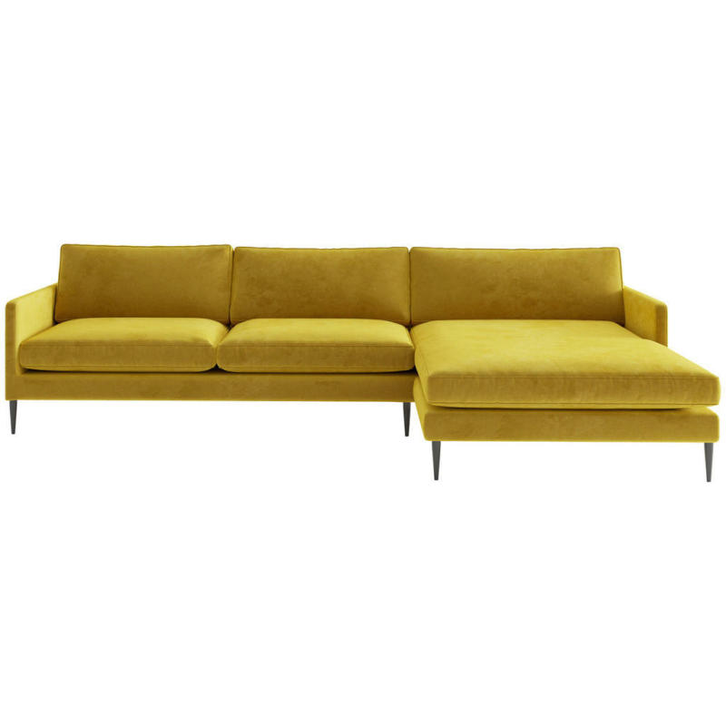 Ecksofa in Samt, Velours Goldfarben