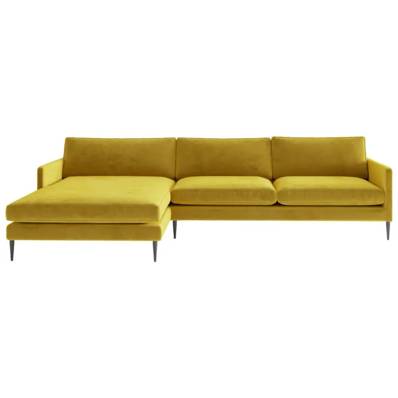 Ecksofa in Samt, Velours Goldfarben