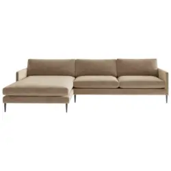 Ecksofa in Samt, Velours Hellbraun