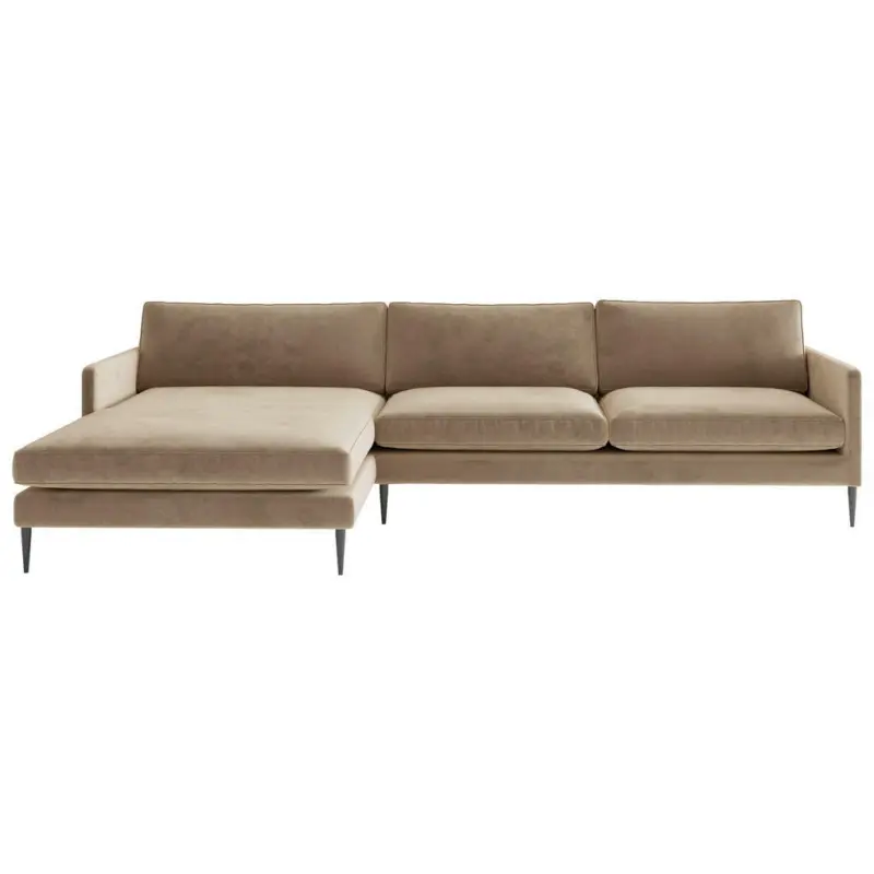 Ecksofa in Samt, Velours Hellbraun