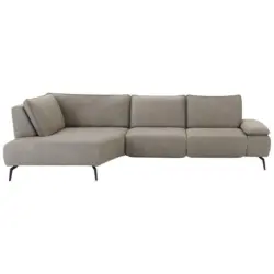 Ecksofa in Echtleder Grau