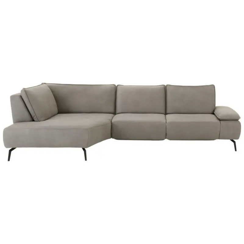 Ecksofa in Echtleder Grau