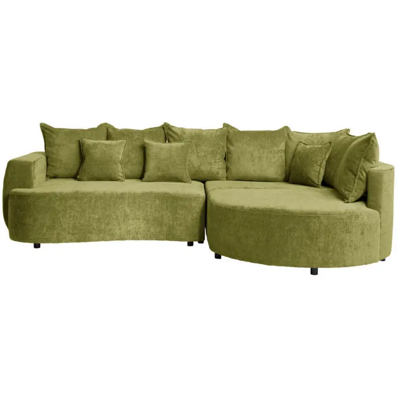 Ecksofa in Chenille Olivgrün
