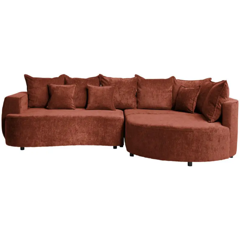 Ecksofa in Chenille Rotbraun