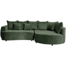 Ecksofa in Chenille Dunkelgrün
