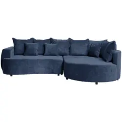 Ecksofa in Chenille Dunkelblau