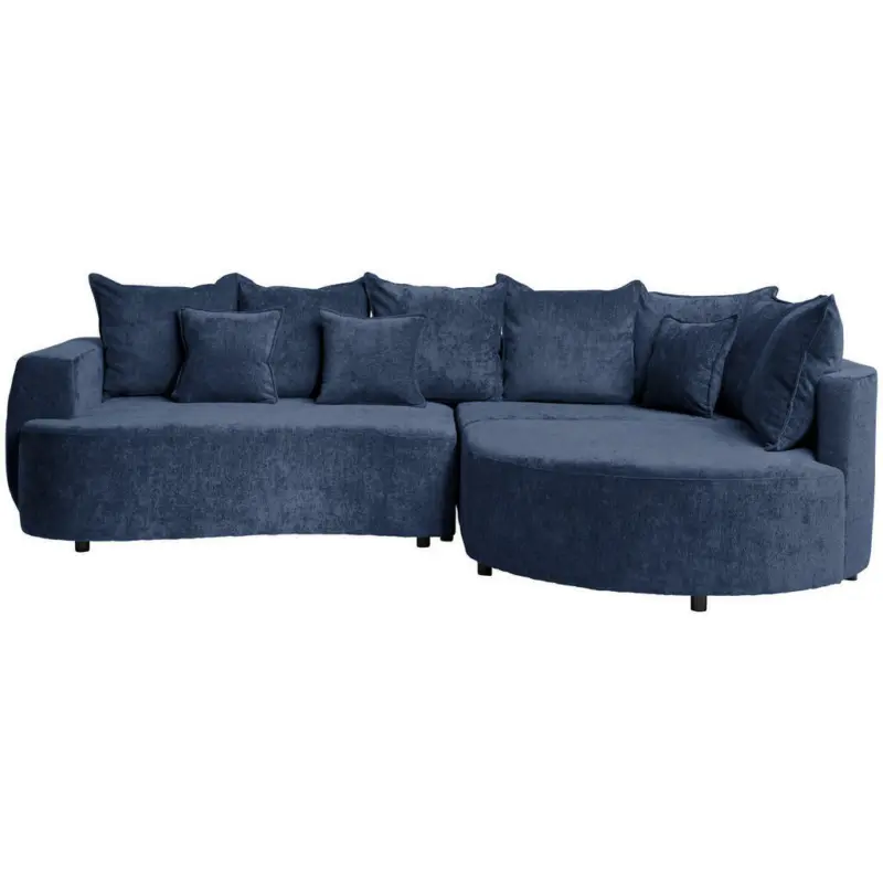 Ecksofa in Chenille Dunkelblau