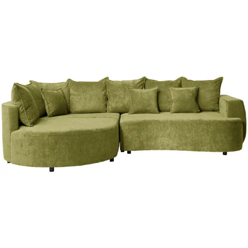 Ecksofa in Chenille Olivgrün