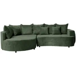 Ecksofa in Chenille Dunkelgrün