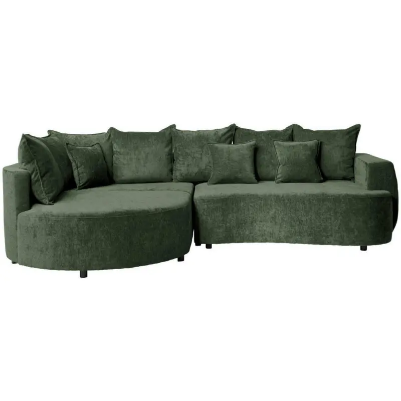Ecksofa in Chenille Dunkelgrün