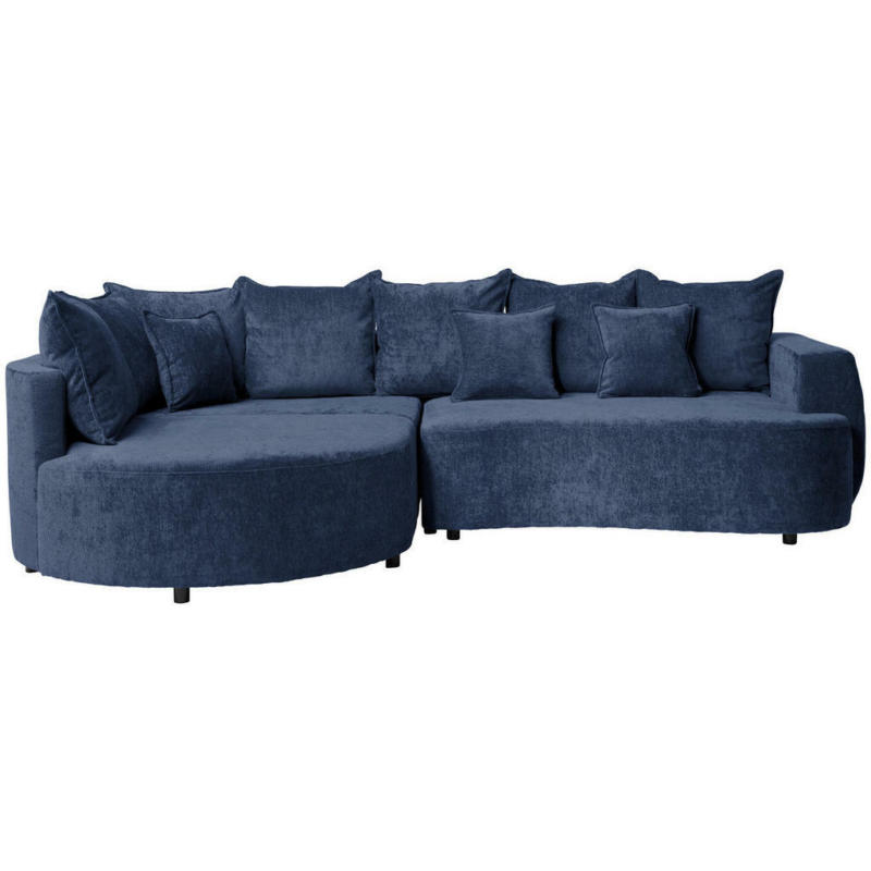 Ecksofa in Chenille Dunkelblau