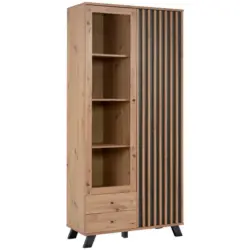Vitrine in Anthrazit, Eiche Artisan