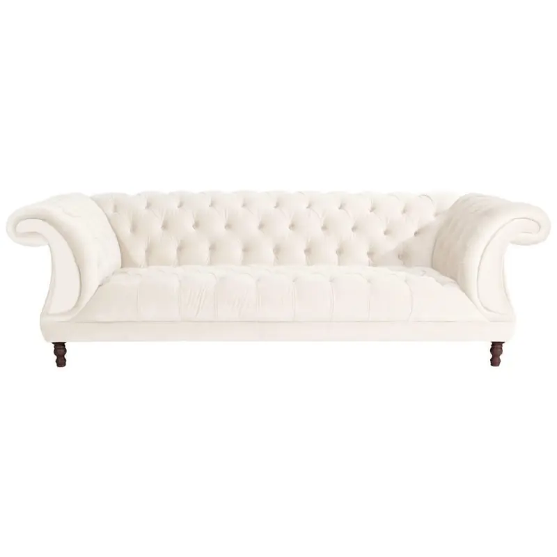 Chesterfield-Dreisitzer-Sofa in Velours Creme