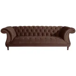 Chesterfield-Dreisitzer-Sofa in Velours Braun