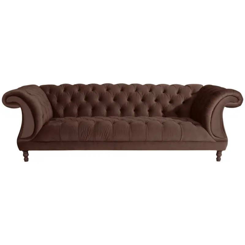 Chesterfield-Dreisitzer-Sofa in Velours Braun