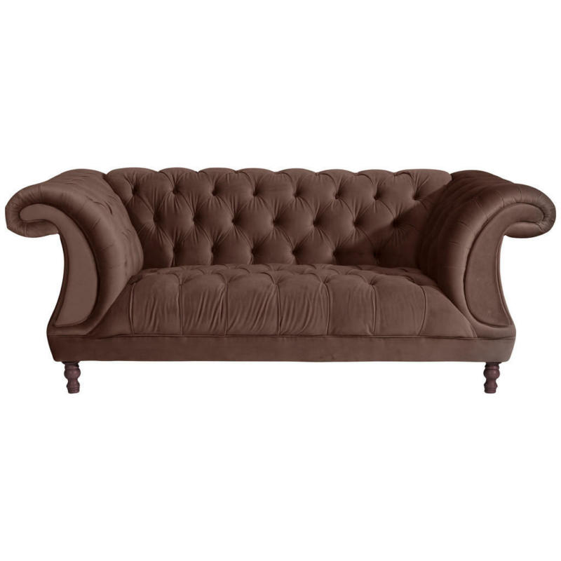 Chesterfield-Zweisitzer-Sofa in Velours Braun