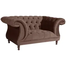 Chesterfield-Sessel in Velours Braun
