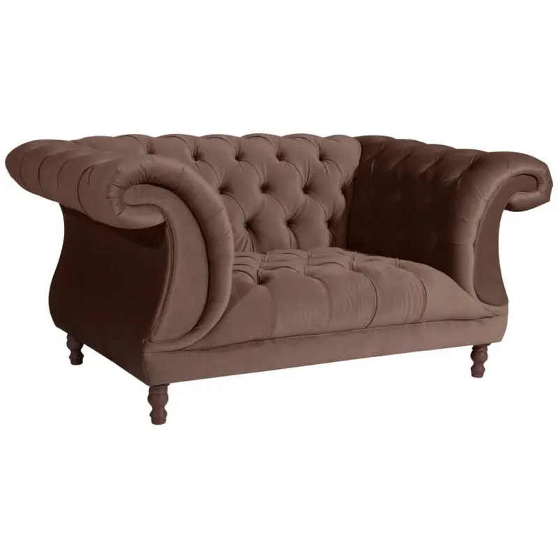 Chesterfield-Sessel in Velours Braun