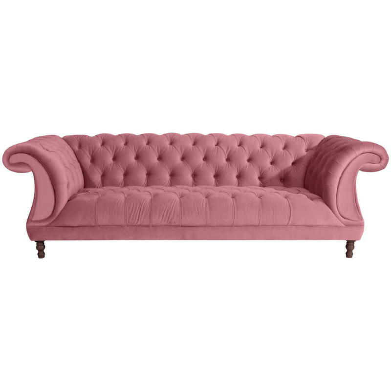 Chesterfield-Dreisitzer-Sofa in Velours Rosa