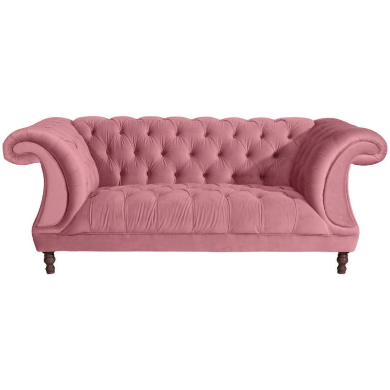 Chesterfield-Zweisitzer-Sofa in Velours Rosa