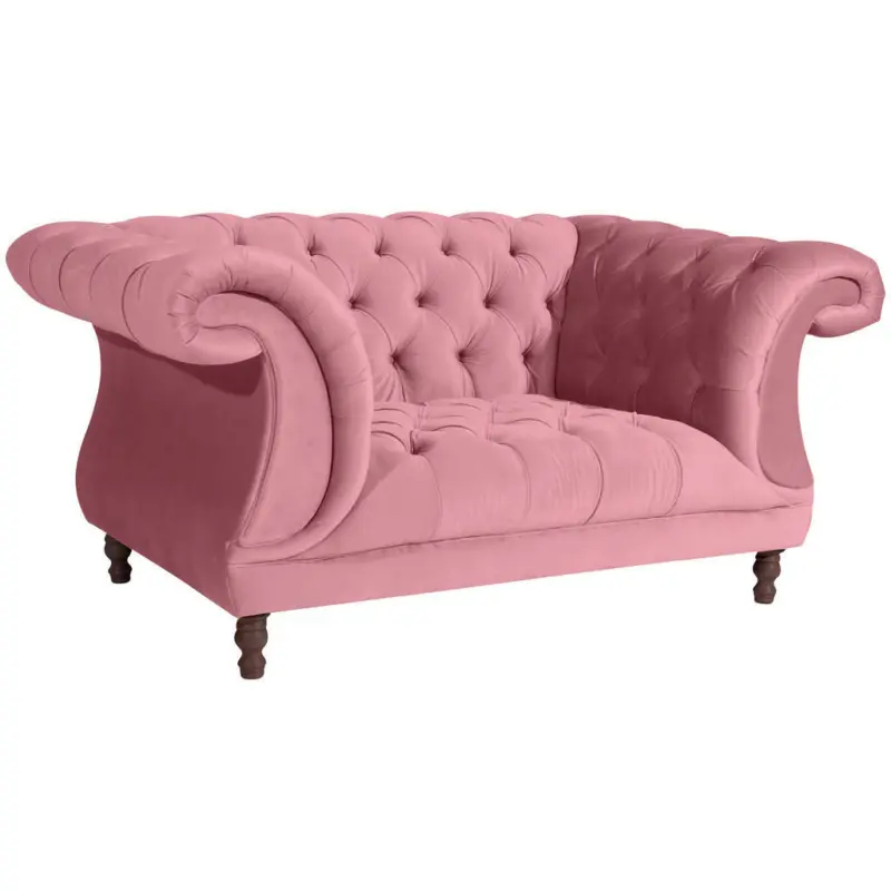 Chesterfield-Sessel in Velours Rosa