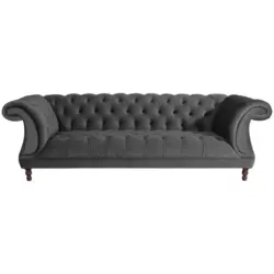 Chesterfield-Dreisitzer-Sofa in Velours Anthrazit